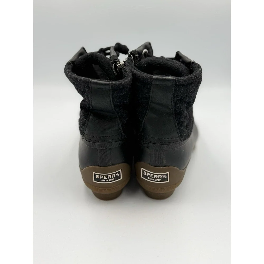 Sperry Saltwater Emboss Wool Duck Boots Women's Size 6M Gray Black STS86441